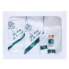 Set complet pentru botez, lumanare " Radacini si aripi de la parinti, dragoste si sustinere de la nasi", costum verde, trusou cu mesajul "Cu drag de la nasi" si pantofiori, 13 piese, REC891 - imagine 9