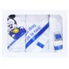 Set complet pentru botez, lumanare tip fusta, imprimata cu Mickey Mouse, costum albastru-electric, trusou imprimat cu Mickey Mouse si mesajul "Cu drag de la nasi" si pantofiori, 13 piese, REC896 - imagine 8