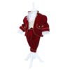 Set complet pentru botez, Micul Print, lumanare cu papion visiniu si bebe print aplicat pe lumanare, costum din catifea visiniu, trusou brodat cu coroana de print si mesajul "Cu drag de la nasi", 14 piese, REC905 - imagine 2
