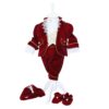 Set complet pentru botez, Micul Print, lumanare cu papion visiniu si bebe print aplicat pe lumanare, costum din catifea visiniu, trusou brodat cu coroana de print si mesajul "Cu drag de la nasi", 14 piese, REC905 - imagine 3