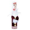 Set complet pentru botez, Micul Print, lumanare cu papion visiniu si bebe print aplicat pe lumanare, costum din catifea visiniu, trusou brodat cu coroana de print si mesajul "Cu drag de la nasi", 14 piese, REC905 - imagine 5