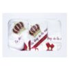 Set complet pentru botez, Micul Print, lumanare cu papion visiniu si bebe print aplicat pe lumanare, costum din catifea visiniu, trusou brodat cu coroana de print si mesajul "Cu drag de la nasi", 14 piese, REC905 - imagine 7