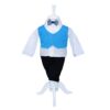 Set complet pentru botez, lumanare turcoaz accesorizata cu jucarie bebe strumf de plus, costum turcoaz din bumbac, trusou brodat cu strumfi si pantofiori, 14 piese, REC911 - imagine 6