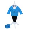 Set complet pentru botez, lumanare bleumarin cu Mickey Mouse, costum turcoaz din bumbac, trusou imprimat cu Mickey Mouse si mesajul "Cu drag de la nasi" si pantofiori, 13 piese, REC914 - imagine 3