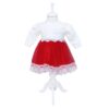 Set complet pentru botez, lumanare glob cu tulle rosu, rochie alb-rosie din tulle si satin, trusou brodat cu mesajul "Azi m-am crestinat" si pantofiori, 11 piese, REC949 - imagine 7