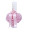 Set complet pentru botez, lumanare roz cu mesajul" Cu drag de la nasi", rochie roz din tulle si satin, trusou brodat cu mesajul "Cu drag de la nasi" si pantofiori, 11 piese, REC938 - imagine 3