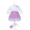 Set complet pentru botez, lumanare roz pudrat cu bebe printesa si perlute, rochie roz din tulle si satin, trusou imprimat cu ingers si o rugaciune si pantofiori, 12 piese, REC937 - imagine 4