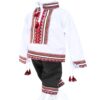 Costum popular alb-negru, 2 piese, bluza, pantaloni, pentru baieti, REC19 - imagine 2
