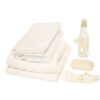 Trusou alb-crem pentru botez, imprimat "Cu mult drag de la nasi" 7 piese, sticla mir, sapun, panza mir, pled baita, fasa, prosop cu capison, prosop preot, REC1248 - imagine 2