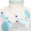 Lumanare pentru botez, cu fluturi, tulle alb si dantela bleu, 40x6 cm, REC1259 - imagine 3