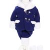 Costum alb-albastru, gros, pentru botez, 5 piese, camasa, haina groasa, pantaloni, caciula, botosi, pentru baieti REC1727 - imagine 7