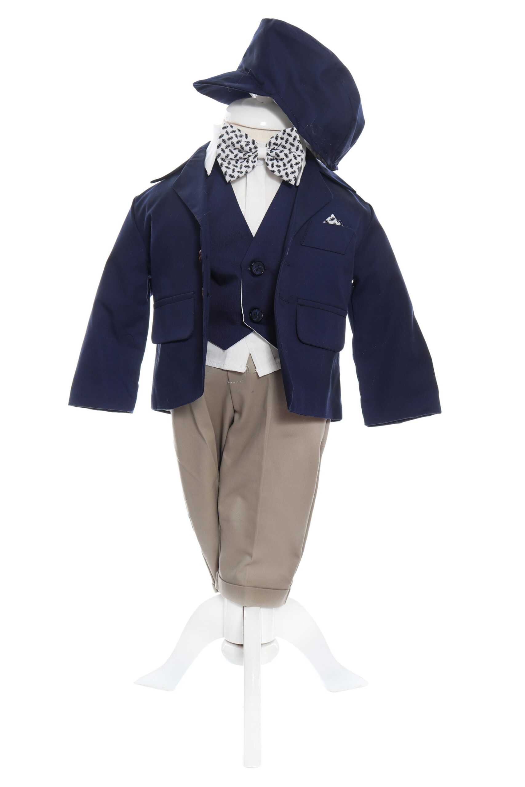 Costum bleumarin elegant pentru bebelusi, sacou din bumbac, 5 piese, Recostore®, REC2106 - imagine 5