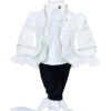 Costum de print, brocart, alb-bleumarin, pentru botez, 5 piese, camasa, sacou, pantaloni, palarie, botosi, pentru baieti REC1126 - imagine 9