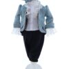 Costum elegant Micul print din Brocart de culoare bleu deschis, 5 piese, sacou, pantaloni, camasa, bascuta si botosei, Recostore®, REC2424 - imagine 7