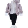 Costum elegant Micul print din Brocart de culoare roz pudrat, 5 piese, sacou, pantaloni, camasa, bascuta si botosei, Recostore®, REC2429 - imagine 6