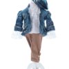 Costum elegant Micul Printisor din catifea de culoare turcoaz, 5 piese, sacou, pantaloni, camasa, bascuta si botosei, Recostore®, REC2430 - imagine 6