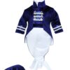 Costum Micul Print, bleumarin-alb, pentru botez, 4 piese, camasa, sacou, pantaloni, palarie, pentru baieti, REC1152 - imagine 9