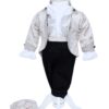 Costum Micul Print, crem-negru, pentru botez, 4 piese, camasa, sacou, pantaloni, palarie, pentru baieti, REC1155 - imagine 9