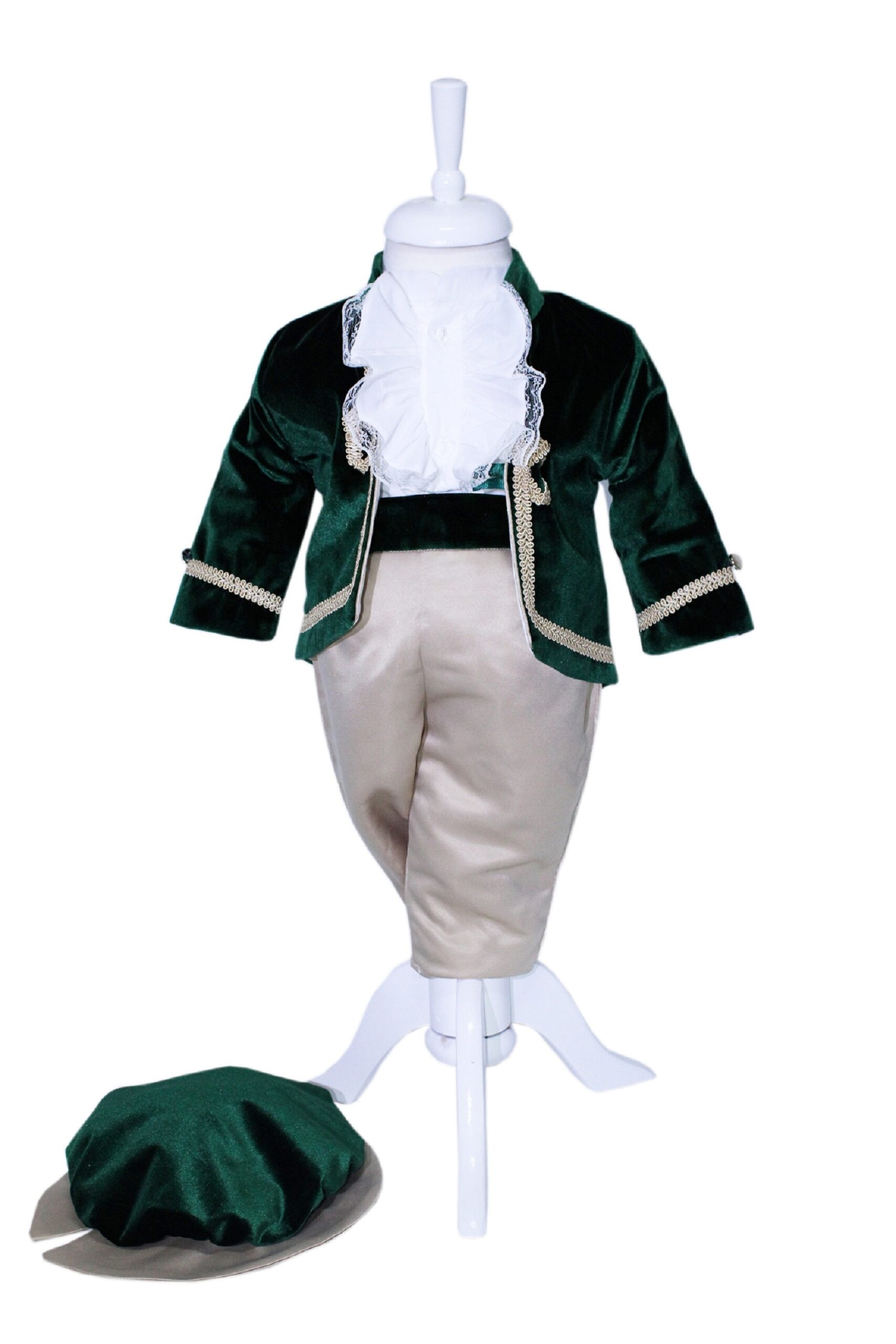 Costum Micul Print, verde-crem, pentru botez, 4 piese, camasa, sacou, pantaloni, palarie, pentru baieti, REC1151 - imagine 8