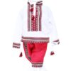 Costum popular alb-rosu, 2 piese, bluza, pantaloni, pentru baieti, REC18 - imagine 5