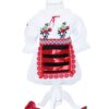 Costum popular alb-rosu pentru botez, 5 piese, bluza, fusta, fota, botosi, batic pentru fetite, REC1182 - imagine 8