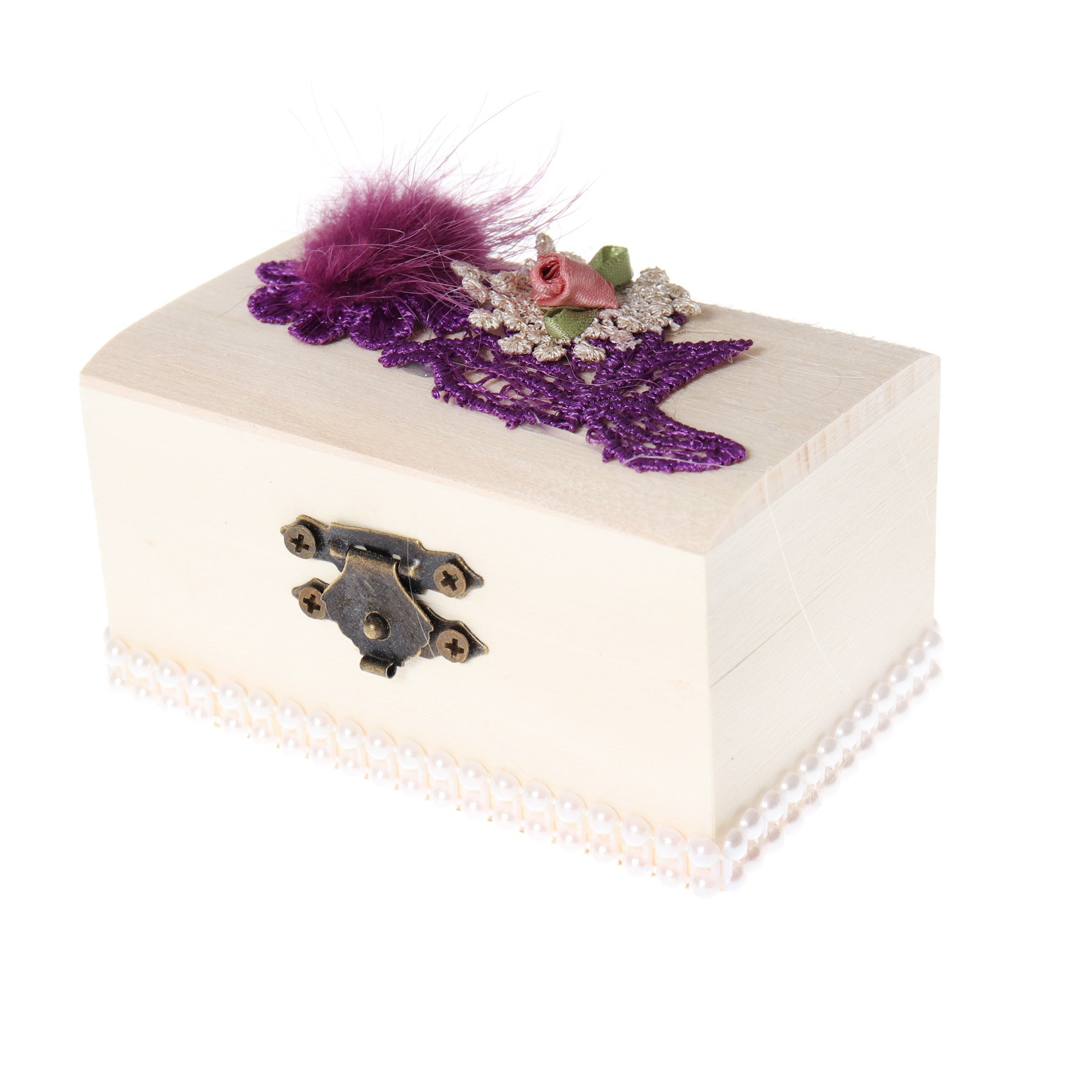 Cutiuta cufar pentru prima suvita, handmade, mov,10x5x5 cm, Recostore, REC1805 - imagine 5