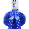 Lumanare albastru electric pentru botez, cu Mickey Mouse imprimat, tulle albastru electric si funda cu buline, 40x7 cm, REC131 - imagine 4