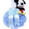 Lumanare bleu pentru botez, cu jucarie Mickey Mouse aplicata, tulle bleusi funda, 35x5 cm, REC106 - imagine 4