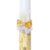 Lumanare botez accesorizata cu catifea galbena si papion tip fundita, 35 cm, Recostore®, REC2180 - imagine 4