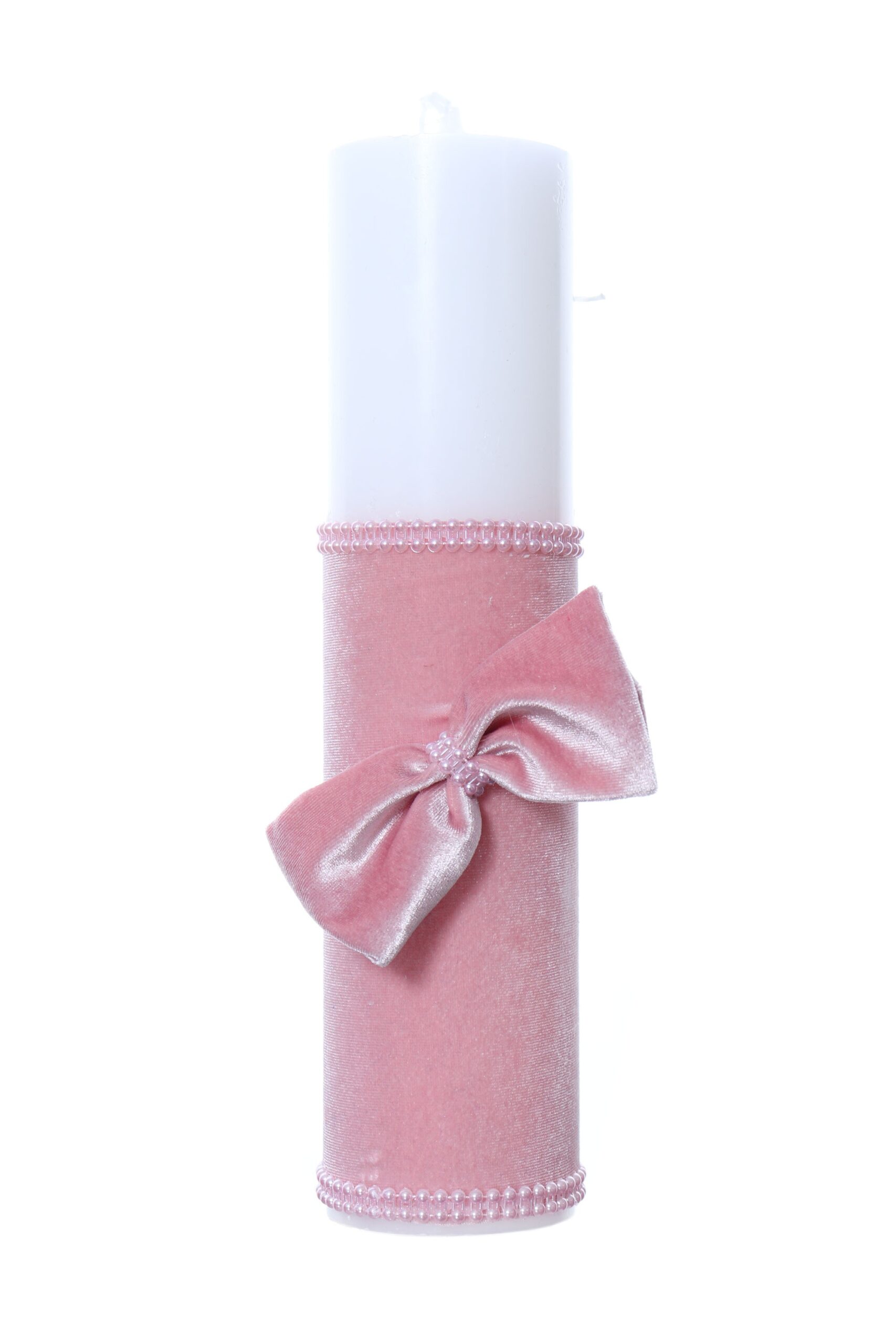 Lumanare botez accesorizata cu catifea roz, 28 cm, Recostore®, REC2159 - imagine 4