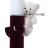 Lumanare botez accesorizata cu catifea visiniu si ursulet de plus, 28 cm, Recostore®, REC2165 - imagine 4