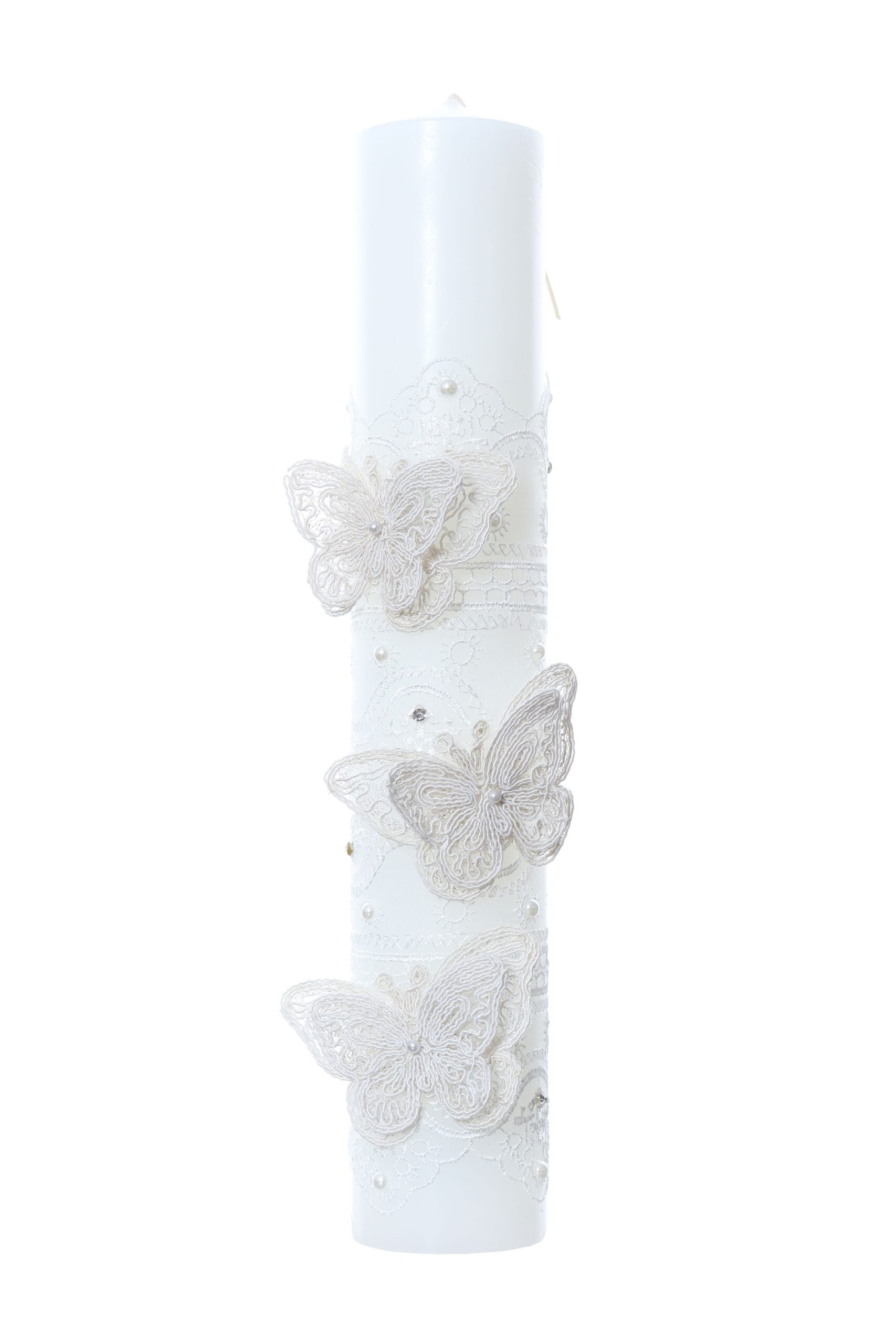 Lumanare botez accesorizata cu dantela alba, 35 cm, Recostore®, REC2184 - imagine 4