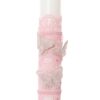 Lumanare botez accesorizata cu dantela roz si fluturi, 35 cm, Recostore®, REC2181 - imagine 4