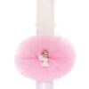 Lumanare botez cu ingeras, tulle roz tip glob, 40x7 cm, Recostore, REC1924 - imagine 4