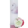 Lumanare botez fete, model cu Lebada si flori artificiale, 30x7 cm, roz pudrat, Recostore®, REC5002/22 - imagine 5
