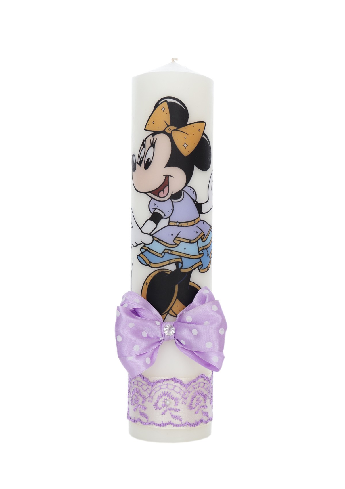 Lumanare botez, model Minnie Mouse, 30x7 cm, lila, Recostore®, REC5002/3 - imagine 5