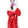 Lumanare cu funda pentru botez, cu imprimeu Minnie Mouse si panglica rosie cu buline, 30x5 cm, REC182 - imagine 4