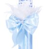 Lumanare „Cu mult drag de la Nasi” pentru botez din panglica bleu, accesorizata cu aplicatii din pene, 30x5 cm, REC195 - imagine 4