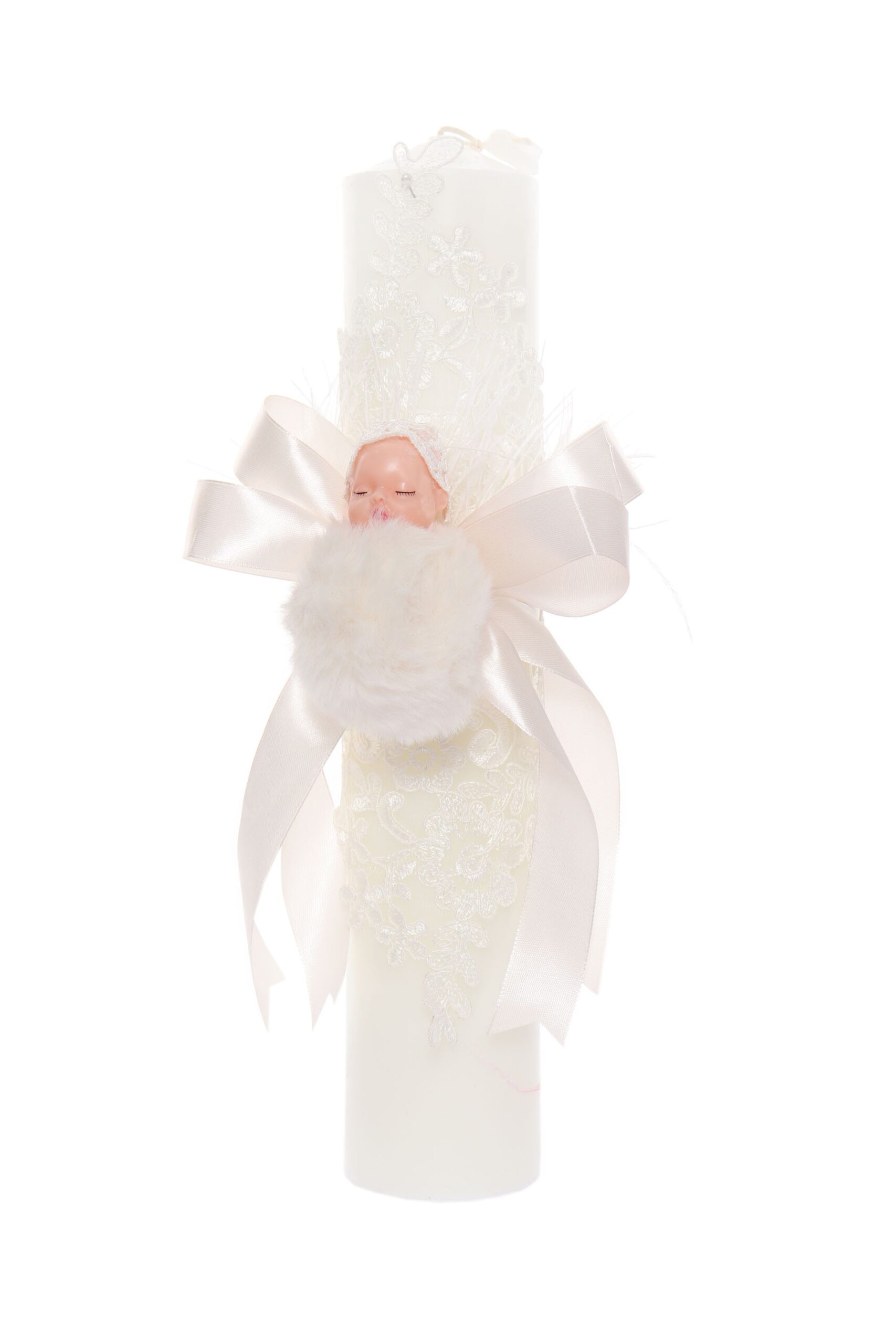 Lumanare ivoire de botez cu bebelus atasat, 35x7 cm, Recostore, REC1917 - imagine 5