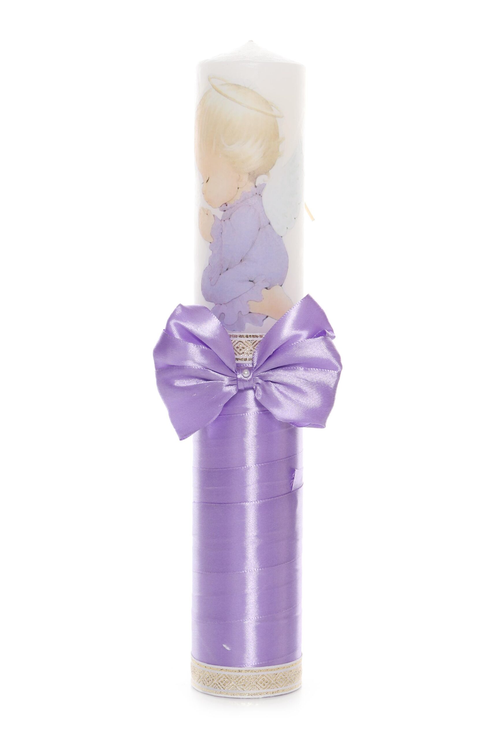 Lumanare lila cu ingeras pentru botez, 40x7 cm, Recostore, REC1741 - imagine 4