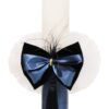 Lumanare pentru botez alba cu papion bleumarin, 40x6 cm, REC1326 - imagine 4