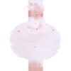 Lumanare pentru botez, cu fluturi, tulle alb si dantela somon, 40x6 cm, REC1256 - imagine 4