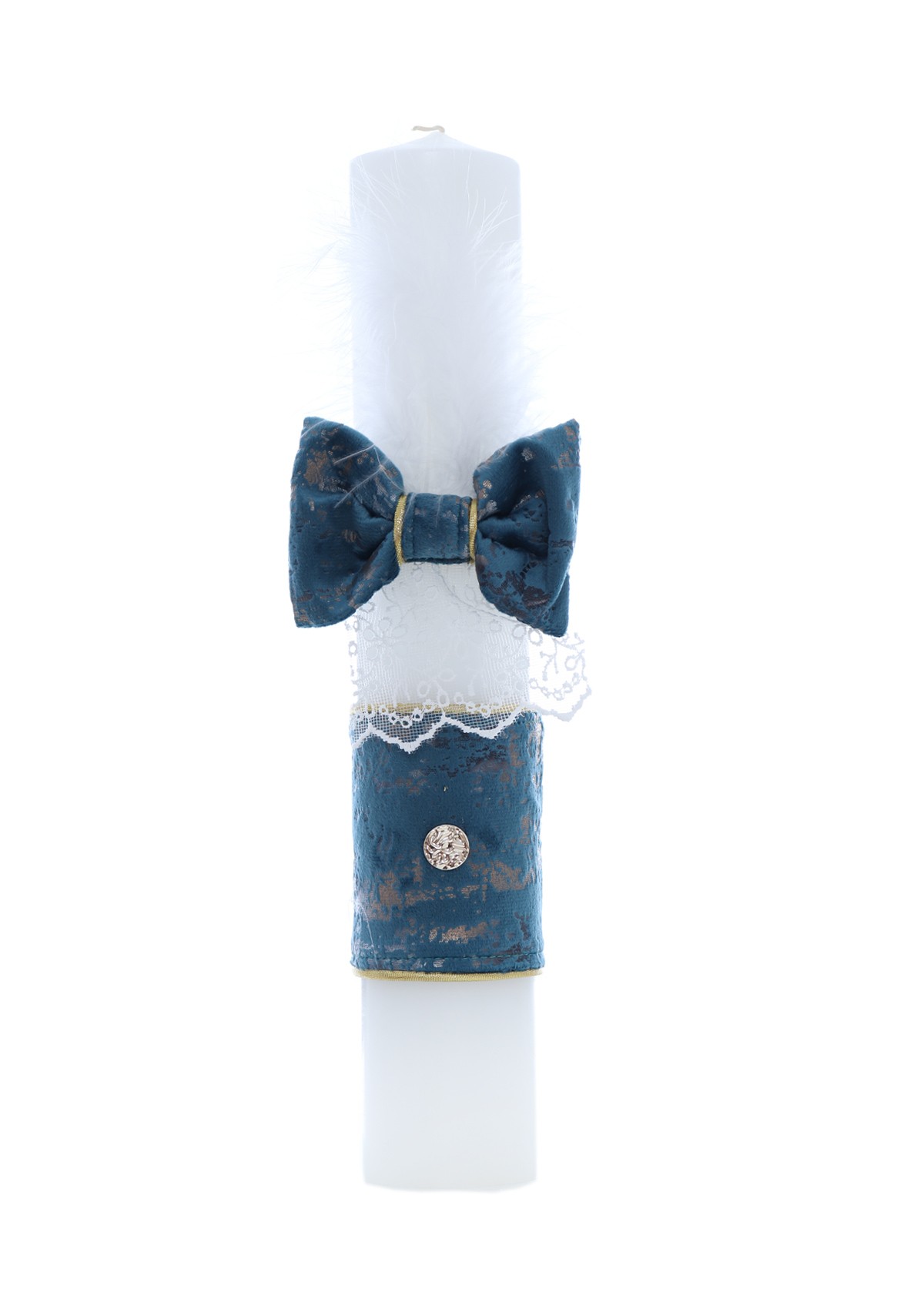 Lumanare pentru botez de baieti, Micul Printisor, Turcoaz, 35x6 cm, REC2433 - imagine 4