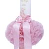 Lumanare roz „Cu drag, de la Nasi” pentru botez, cu tulle roz, broderie si funda, 40x7 cm, REC88 - imagine 4