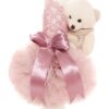 Lumanare roz pudrat pentru botez de fete cu ursulet de plus atasat, 35x7 cm, Recostore, REC1853 - imagine 5