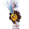 Lumanare traditionala pentru botez, cu imprimeu clop traditional, spice de grau colorate si panglici cu motive traditionale, 35x5 cm, REC174 - imagine 4