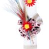 Lumanare traditionala pentru botez, cu spice de grau colorate si panglica cu motive traditionale, 40x7 cm, REC153 - imagine 4