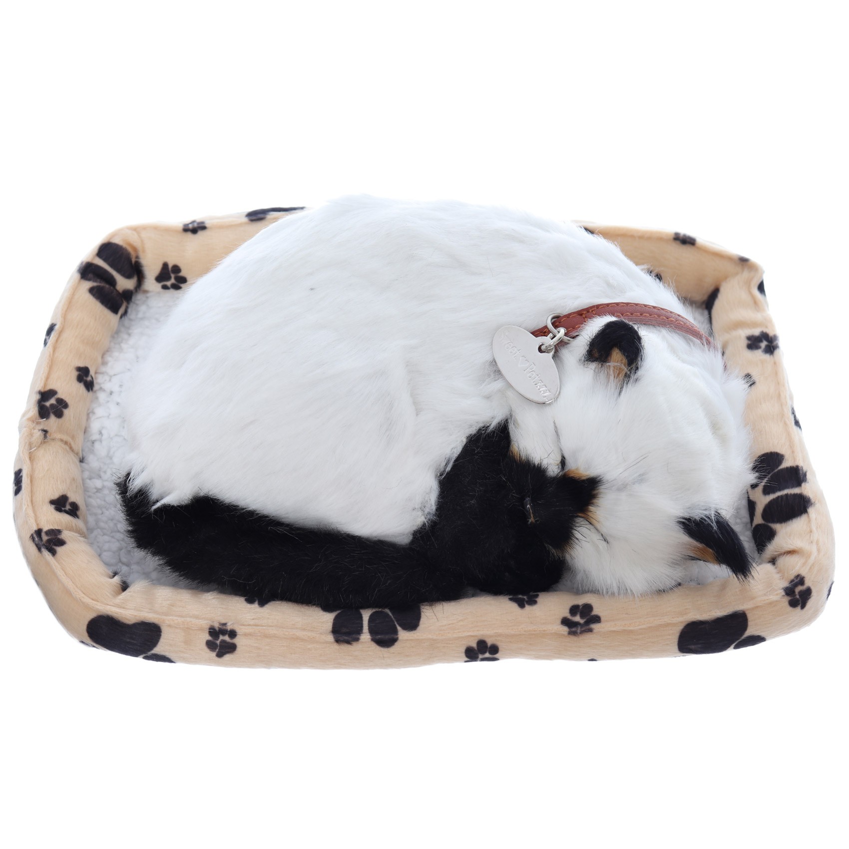 Pisica interactiva cu cosulet, doarme, miauna si da din coada, Sweet Petzzz, dimensiune 25x16 cm, REC2963
