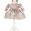 Rochie crem cu broderie pentru botez, 2 piese, rochie, turban, REC1898 - imagine 5