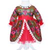 Rochie pentru botez, rosie cu imprimeu floral stil gipsy pentru fetite, 2 piese rochie si bentita, REC1185 - imagine 6